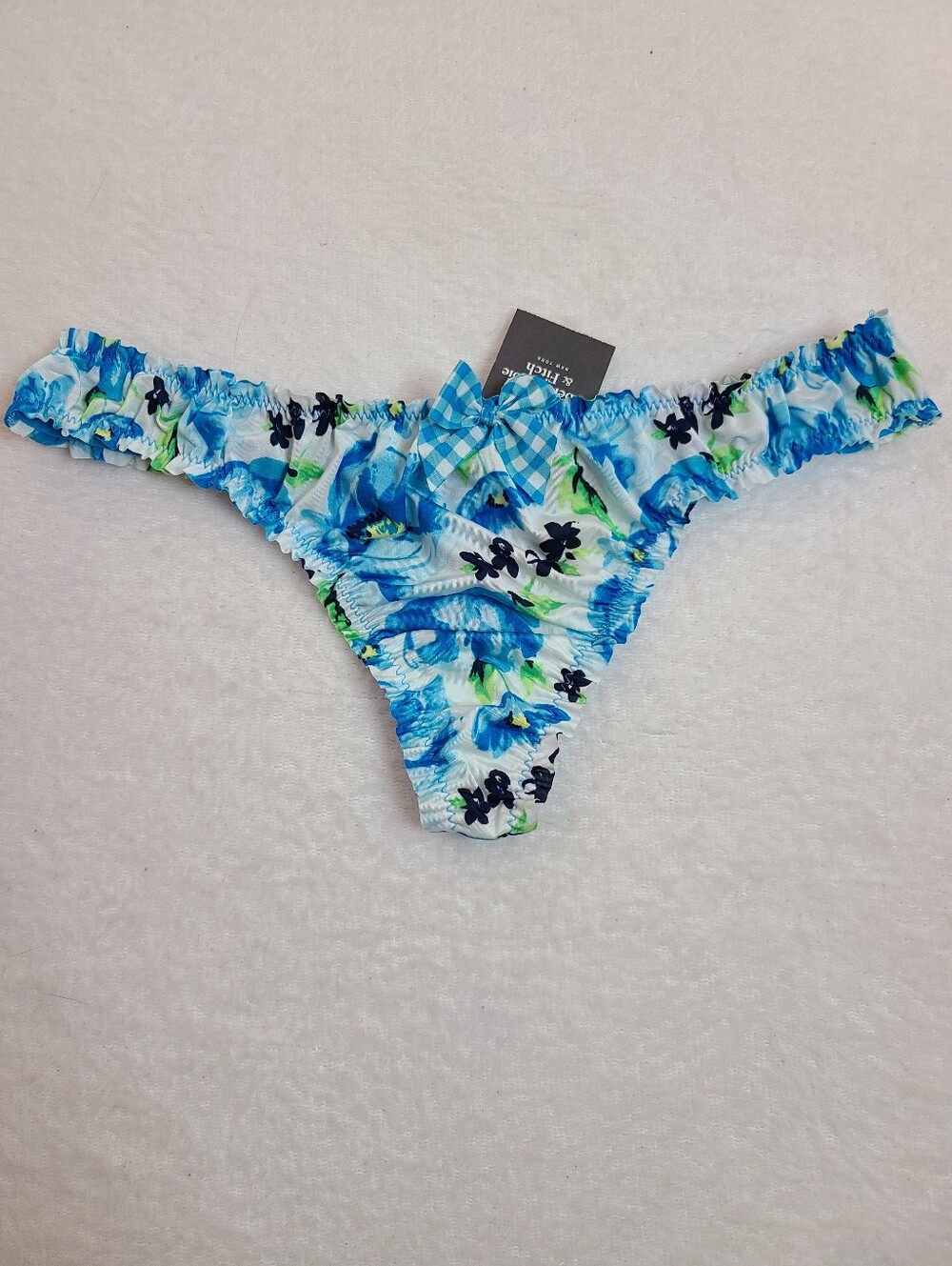 Rare Y2K VTG Gilly Hicks Silky Satin Ruffle Floral Thong Panty Size Sm